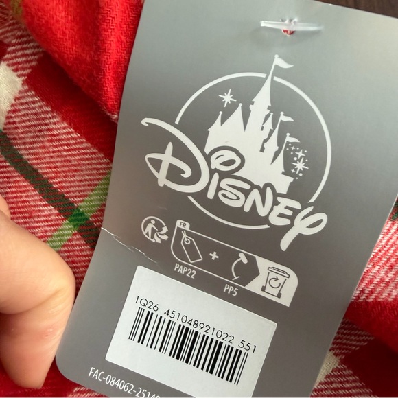 Disney Minnie Mouse Christmas Red and Green Plaid Fabric Pajama Top - Picture 8 of 8